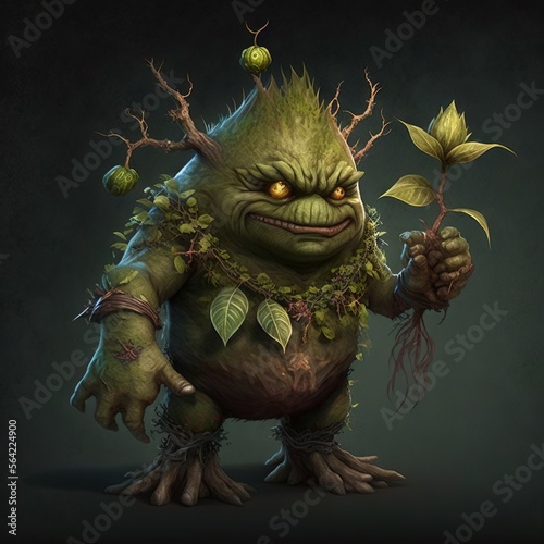 Fantasy RPG fat goblin illustration, created with generative ai