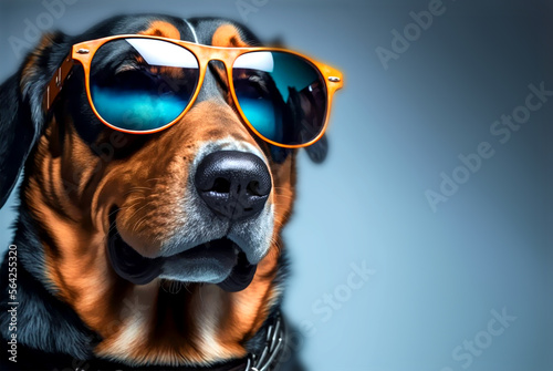 cool dog rhodesian ridgeback wearing sunglasses generative ai