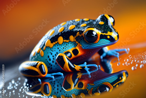 colorful rainforest poison dart frog, generative ai