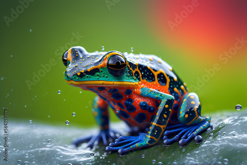 colorful rainforest poison dart frog, generative ai