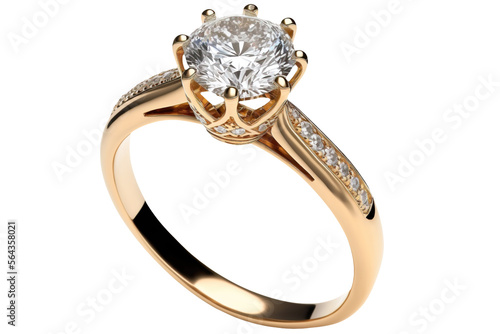 Wedding ring - gold, diamond, transparent background, png