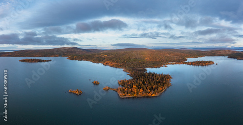 .Stunning autumn panorama of the northern nature of Russia, Murmansk region, Apatity.