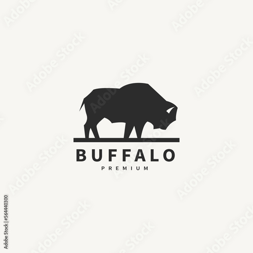 american buffalo bull silhouette vintage vector logo design illustration