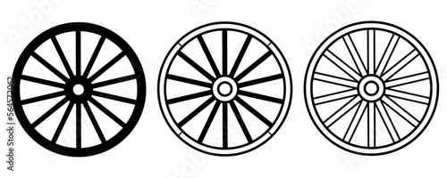 wagon wheel icon set isolated on white background