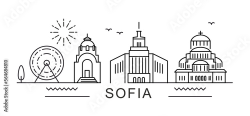 Sofia City Line View. Poster print minimal design. Bulgaria