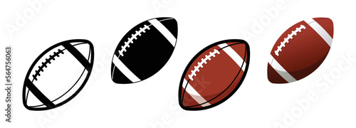 simple american football gridiron ball set of 4