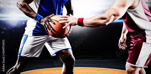 Composite image of basketball players in action
