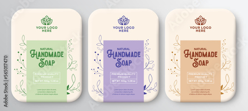 Handmade soap label design hand drawn labels and patterns for handmade soap bars, natural soap box design vector illustration