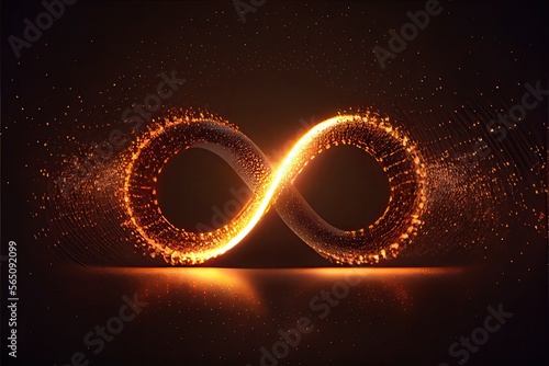 glowing neon infinity symbol in the night. Generative AI