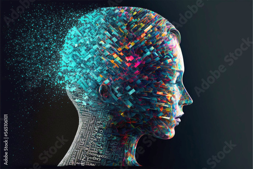 Learning to read and reading comprehension or language spoken and Autistic spectrum or Dyslexia disorder concept as a human head as a mental health symbol, generative ai