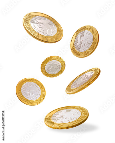 Brazilian real money coin in realistic 3d render