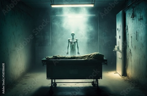 ghost in a morgue room.