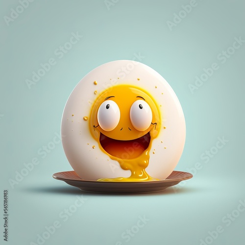 Cute fried egg as cartoon character