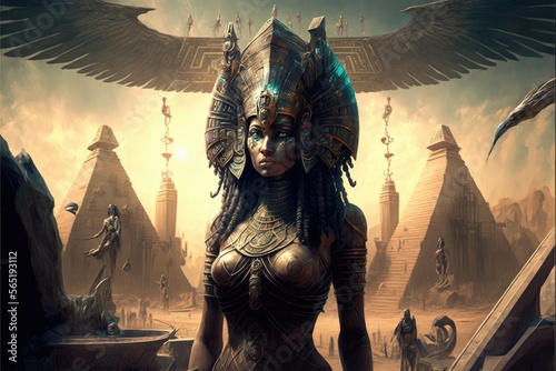 Egyptian Goddess Isis, AI Generated Image of Isis in Afrofuturistic Style