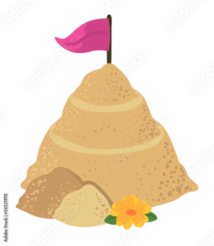 sand pagoda and flag