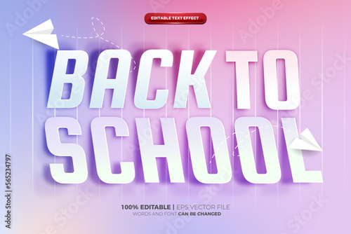 back to school Cut out paper cut 3d editable text effect