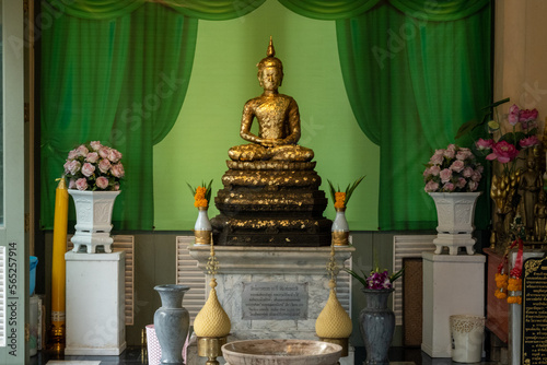 Ayutthaya, Thailand. 07 January 2023, Wat Niwet Thammaprawat Ratchaworawihan Buddhist temple constructed on an island in 1878 in the Gothic Revival style of a Christian church.