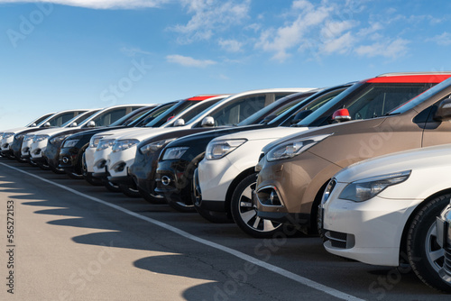 Cars in a row. Car sales