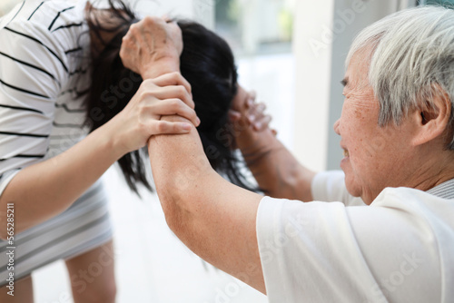 Angry asian old elderly patient with mood disorders,violent aggressive abnormal behavior,personality changes to violence,losing control over emotions,physical health problems,mental disorder concept