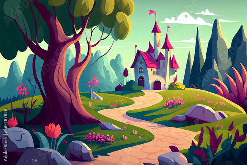 Cartoon Fairy tale beautiful landscape wallpaper