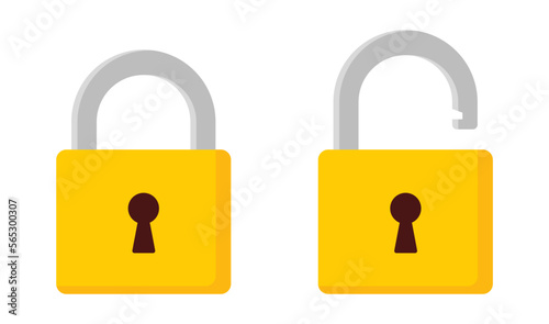 Lock icon set. Lock open and lock closed icons. Locked and unlocked sumbol. Padlock symbol - stock vector.