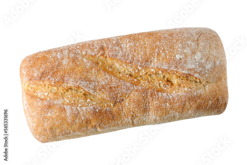 Fresh baked ciabatta loaf wheat bread isolated 