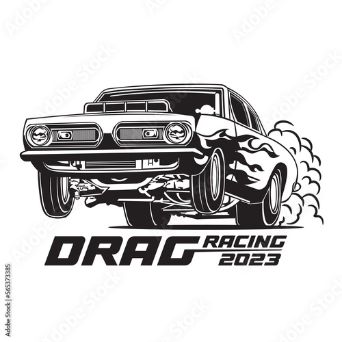 Drag racing car vector illustration, perfect for t shirt design and race competition logo design