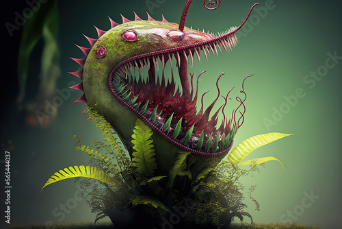 ai midjourney generated illustration of carnivorous plant monster