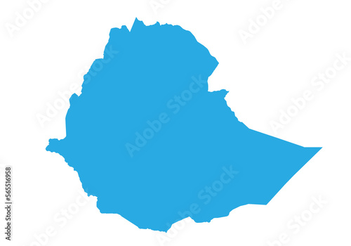 ethiopia map. High detailed blue map of ethiopia on PNG transparent background.