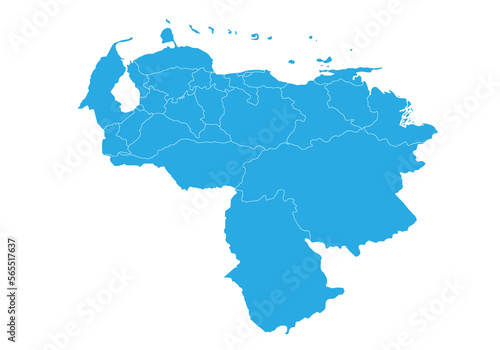 venezuela map. High detailed blue map of venezuela on PNG transparent background.
