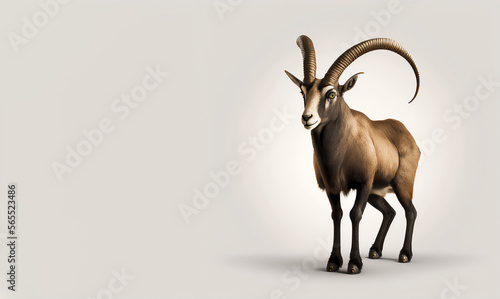 Pyrenean Ibex mountain goat extinct species on a rock in mountains generative ai digital illustration