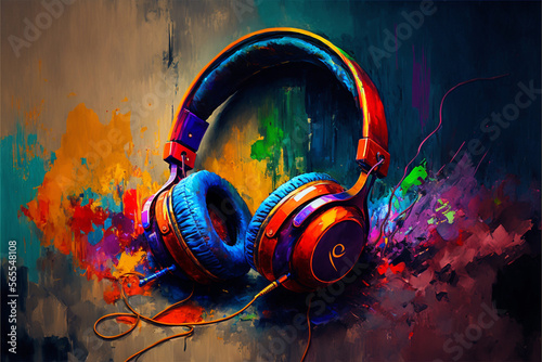 Kolorowe słuchawki abstrakcyjny obraz