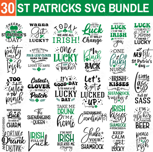 St Patrick's Day svg bundle. Hand drawn vector design for card, banner, mug, t-shirt, invitation, sticker and gifts.