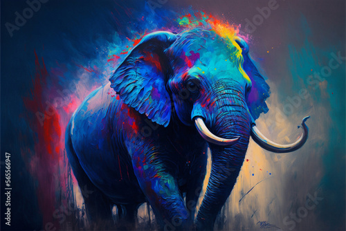 Słoń abstrakcyjny kolorowy malarski 2