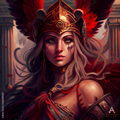 portrait of a goddess athena mythology.generative AI technology