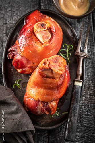 Tasty pork knuckle as regional dish in Bavaria.