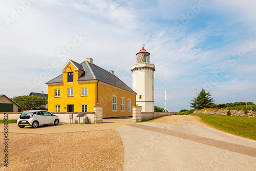 Lighthouse in Hanstholm, Jutland, Denmark on overcast summer day. The Lighthouse was built in 1843.