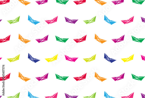 folded paper boat origami seamless background. 