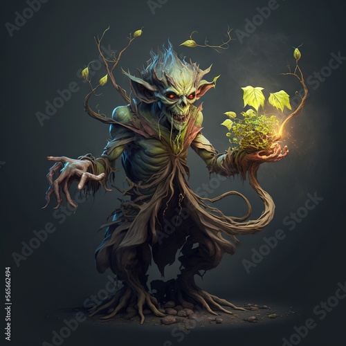 Fantasy RPG magician goblin illustration, created with generative ai