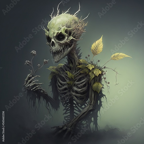 Fantasy RPG skeleton goblin illustration, created with generative ai