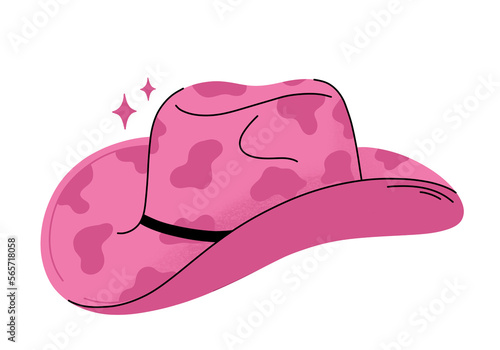 Pink cowboy hat on a transparent background. Cowgirl sticker. PNG.