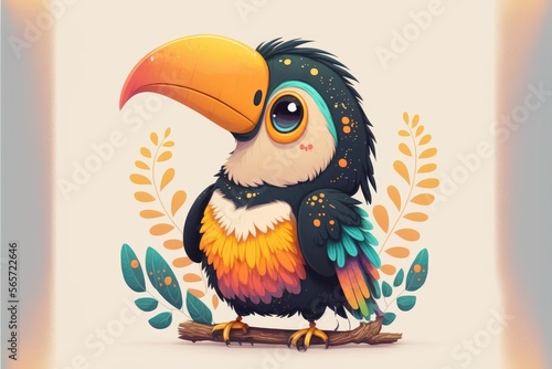  cute toucan illustration - generative ai