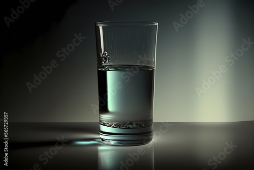 Glass of Water. Pure and calm healthy concept. Elegant beverage single crystal clear shot. no drops or bubbles. Generative AI