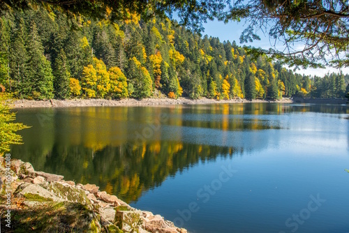 Le lac d"Altenweiher dans les Vosges en Automne - Vallée de Mittlach près de Munster