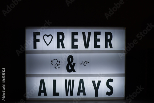 Forever and Always Quote on a Display frame.