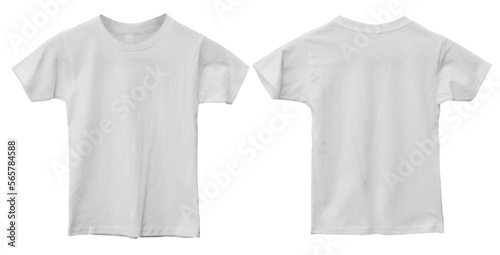 Child kids blank white shirt template mock up, front and back t-shirt design isolated