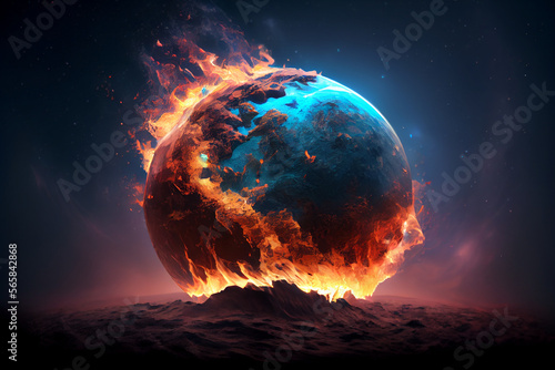 Brennende Erde, Erderwärmung - Generative Ai 