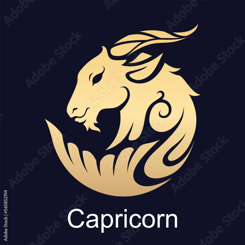 capricorn symbol of zodiac sign in luxury gold style