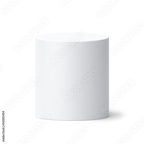 White cylinder podium isolated on 3d png background with empty pedestal stage minimal concept or blank product display platform stand geometric object and simple show modern mockup presentation scene.