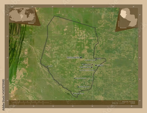 Boqueron, Paraguay. Low-res satellite. Labelled points of cities